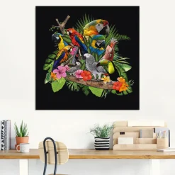 Artland Glasbild »Papageien Graupapagei Kakadu Dschungel« Vögel 1 Stk. tlg. in verschiedenen Größen