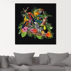Artland Glasbild »Papageien Graupapagei Kakadu Dschungel« Vögel 1 Stk. tlg. in verschiedenen Größen