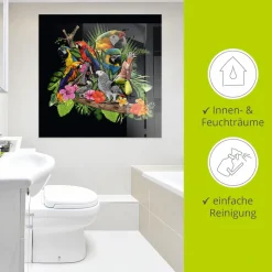 Artland Glasbild »Papageien Graupapagei Kakadu Dschungel« Vögel 1 Stk. tlg. in verschiedenen Größen