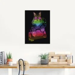 Artland Glasbild »Witzige DJ Katze Party Musik« Humor 1 Stk. tlg. in verschiedenen Größen
