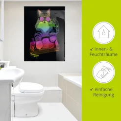 Artland Glasbild »Witzige DJ Katze Party Musik« Humor 1 Stk. tlg. in verschiedenen Größen