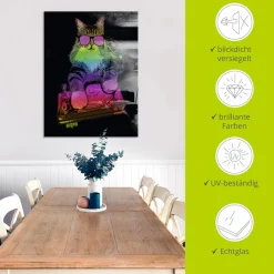 Artland Glasbild »Witzige DJ Katze Party Musik« Humor 1 Stk. tlg. in verschiedenen Größen