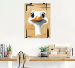Artland Poster »Lustiger Strauß« Vogelbilder 1 Stk. tlg. ohne Rahmen