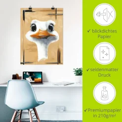 Artland Poster »Lustiger Strauß« Vogelbilder 1 Stk. tlg. ohne Rahmen