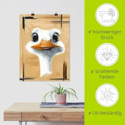 Artland Poster »Lustiger Strauß« Vogelbilder 1 Stk. tlg. ohne Rahmen