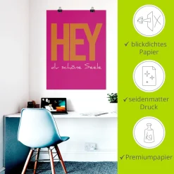 Artland Wandbild »Hey du schöne Seele« Sprüche & Texte 1 Stk. tlg. als Alubild, Leinwandbild, Poster, Wandaufkleber in verschied. Größen