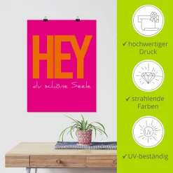 Artland Wandbild »Hey du schöne Seele« Sprüche & Texte 1 Stk. tlg. als Alubild, Leinwandbild, Poster, Wandaufkleber in verschied. Größen