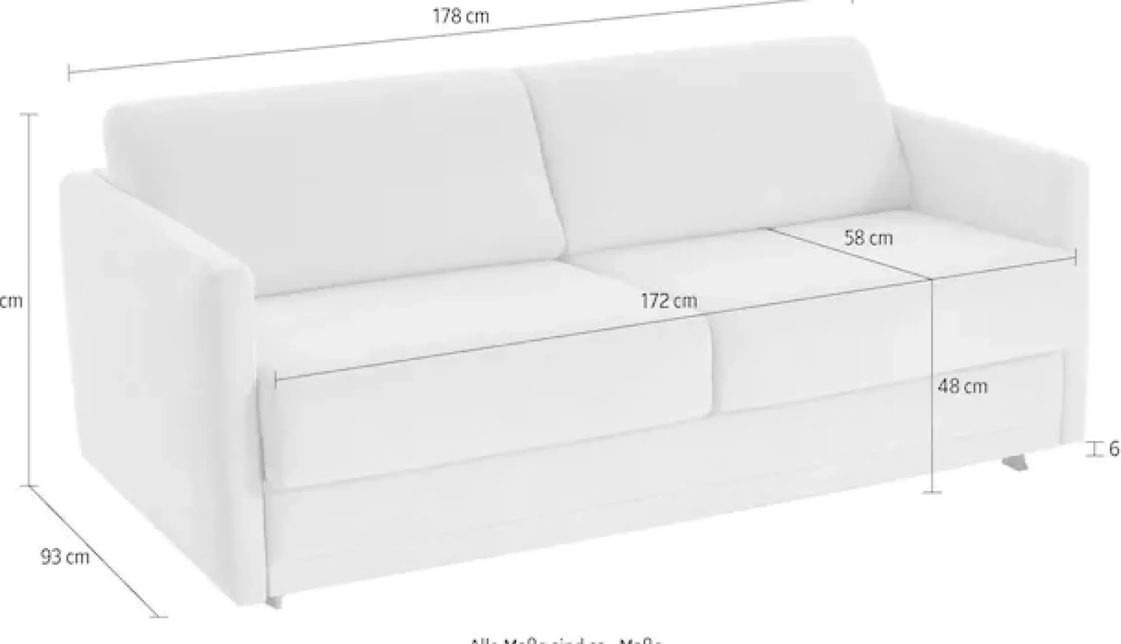 ATLANTIC home collection Schlafsofa »Limone, Dauerschläfer,B: 178cm, Liegefläche: 140 x 200cm,inkl Matratze« für Dauerschläfer geeignet inklusive hochwertige Matratze