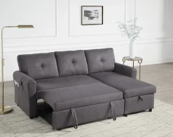 ATLANTIC home collection Schlafsofa »Gustavo L-Form, B: 199 cm, in Cord oder Struktur« mit Schlaffunktion, Bettkasten & seitlichen Taschen