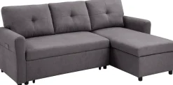 ATLANTIC home collection Schlafsofa »Gustavo L-Form, B: 199 cm, in Cord oder Struktur« mit Schlaffunktion, Bettkasten & seitlichen Taschen