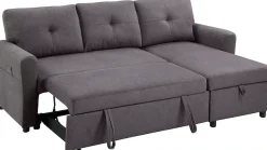 ATLANTIC home collection Schlafsofa »Gustavo L-Form, B: 199 cm, in Cord oder Struktur« mit Schlaffunktion, Bettkasten & seitlichen Taschen