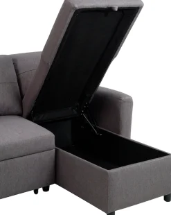 ATLANTIC home collection Schlafsofa »Gustavo L-Form, B: 199 cm, in Cord oder Struktur« mit Schlaffunktion, Bettkasten & seitlichen Taschen