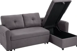 ATLANTIC home collection Schlafsofa »Gustavo L-Form, B: 199 cm, in Cord oder Struktur« mit Schlaffunktion, Bettkasten & seitlichen Taschen