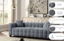 ATLANTIC home collection 3-Sitzer »Stella Design-Sofa mit Steppung, Bubble-Optik, B: 206cm« inkl. 2 Zierkissen und mit modernem Teddy Stoff