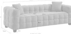 ATLANTIC home collection 3-Sitzer »Stella Design-Sofa mit Steppung, Bubble-Optik, B: 206cm« inkl. 2 Zierkissen und mit modernem Teddy Stoff