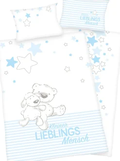 Baby Best Babybettwäsche »Kleiner Lieblingsmensch« mit niedlichem Teddy-Motiv und Schriftzug