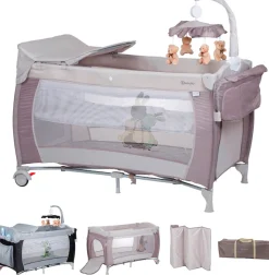 BabyGo Baby-Reisebett »Sleeper Deluxe, beige« mit Musik-Mobile