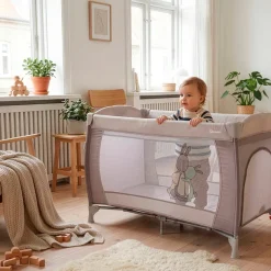 BabyGo Baby-Reisebett »Sleeper Deluxe, beige« mit Musik-Mobile
