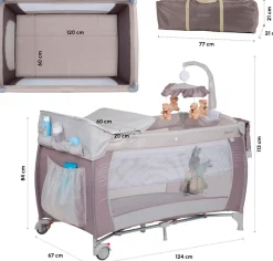 BabyGo Baby-Reisebett »Sleeper Deluxe, beige« mit Musik-Mobile