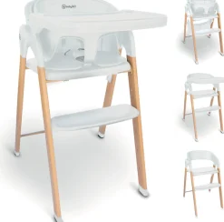 BabyGo Kombihochstuhl »Levels, white wood optic« () platzsparend zusammenklappbar