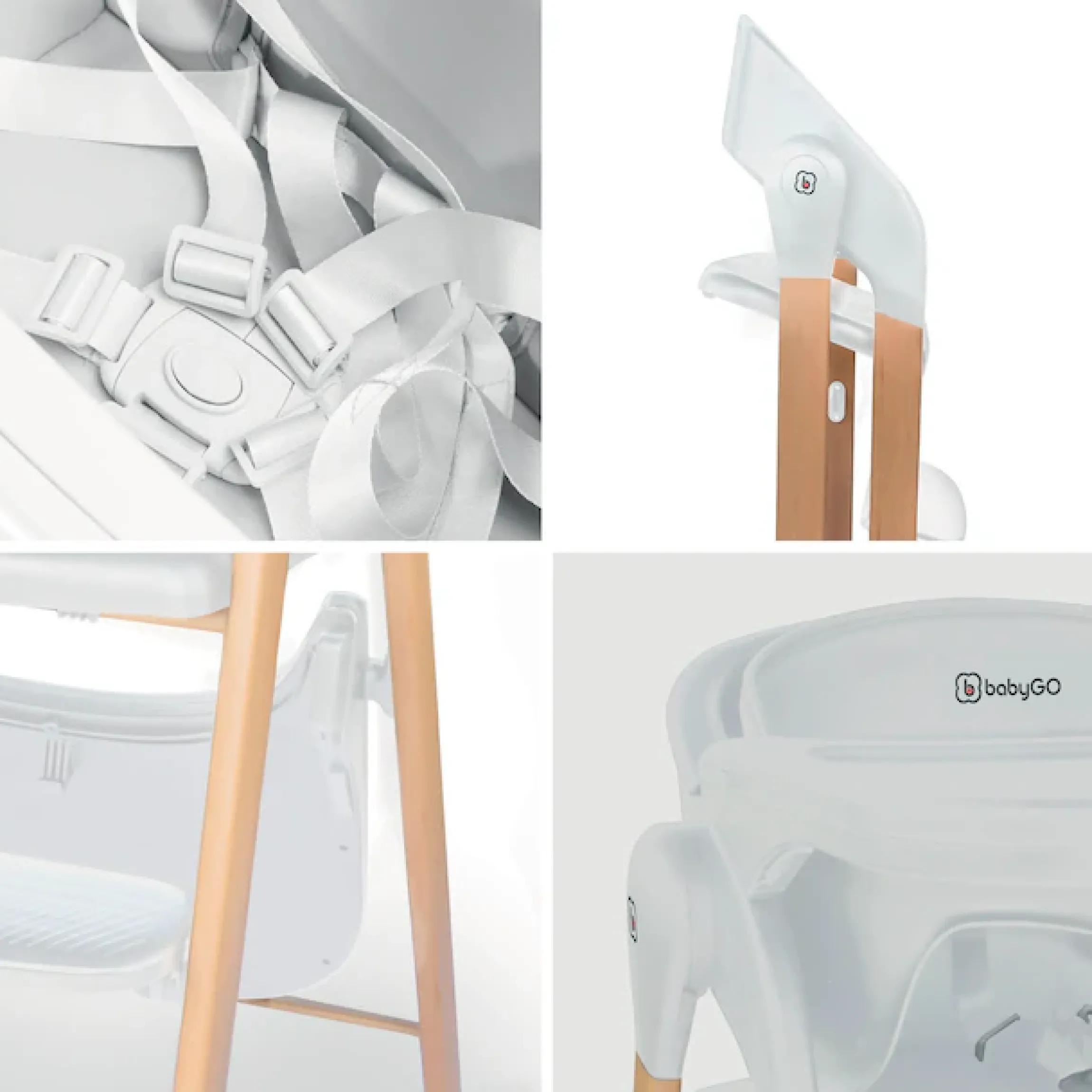 BabyGo Kombihochstuhl »Levels, white wood optic« () platzsparend zusammenklappbar
