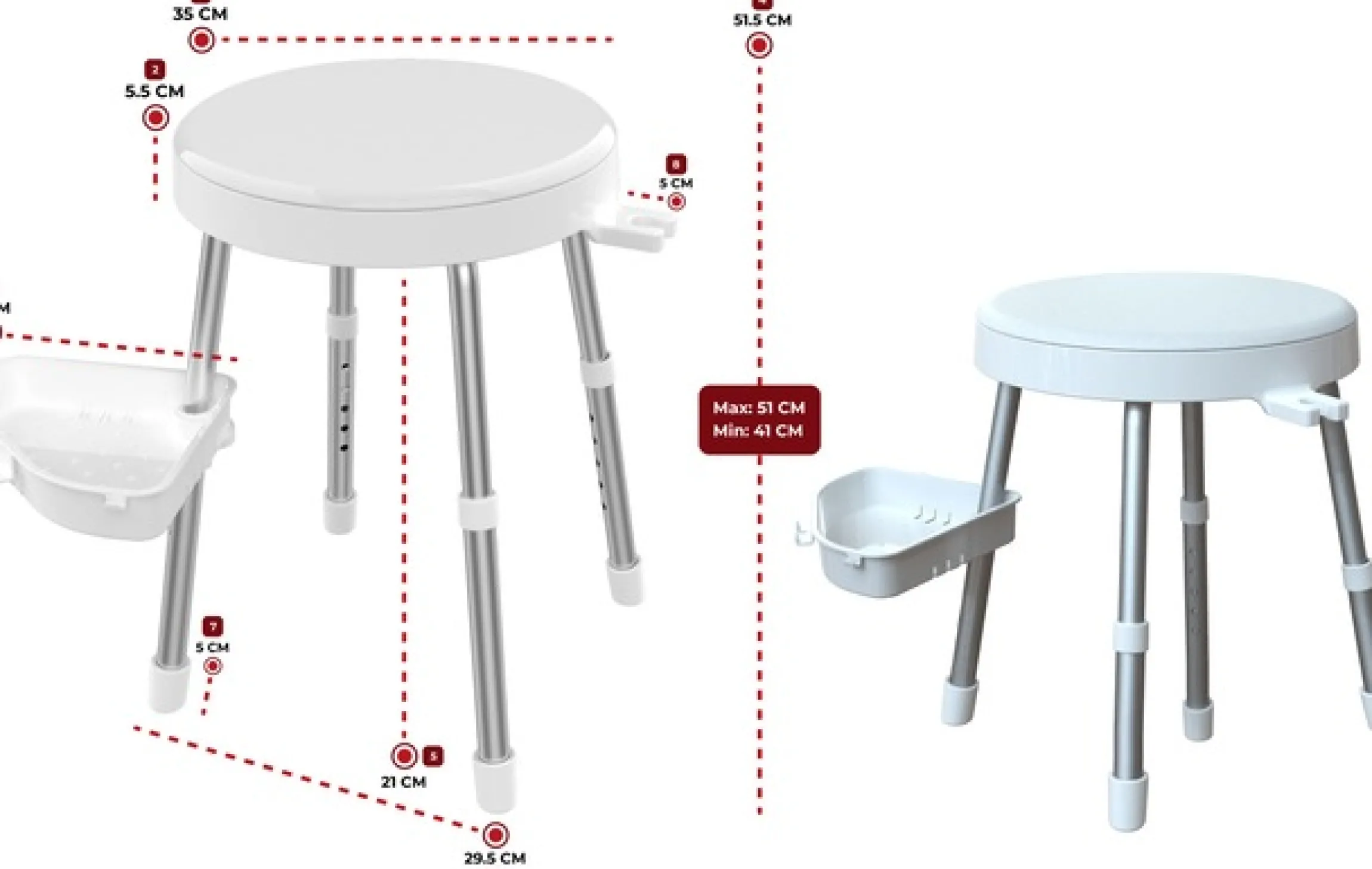 Bischof Dusch- und Badhocker »Rotate 2.0« belastbar bis 150 kg TÜV/GS geprüft, drehbare Sitzfläche und Ablage, in 2 Farben