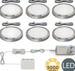 B.K.Licht Unterschrankleuchte LED-Board Warmweiß Schranklicht, Unterbauleuchte, flach, Aufputz-Strahler, Spots, 6er SET