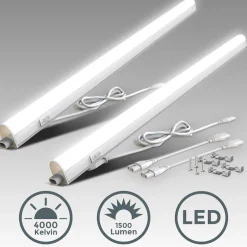 B.K.Licht Unterschrankleuchte »BK_UL1513 2er Set LED Unterbauleuchte, je 87,3cm, 15W, 1500lm, 4.000K« LED-Modul 2 Stk. Neutralweiß Lichtleiste mit neutralweißen Licht, erweiterbar durch Stecksystem