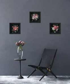 Bönninghoff Bild mit Rahmen »3er-Set gerahmte Bilder BLUMEN 3x23x23 cm – Deko modern« Blumen Set, 1 Stk. tlg. mehrteiliges Bilder-Set, harmonisch aufeinander abgestimmt