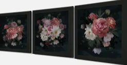 Bönninghoff Bild mit Rahmen »3er-Set gerahmte Bilder BLUMEN 3x23x23 cm – Deko modern« Blumen Set, 1 Stk. tlg. mehrteiliges Bilder-Set, harmonisch aufeinander abgestimmt