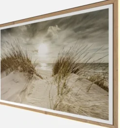 Bönninghoff Bild mit Rahmen »Wandbild gerahmt STRANDSONNE 50x70 cm – Maritime Wanddeko Dünen« Düne | Gräser | Küste | Landschaft | Meer | Natur | Sonnenaufgang & -untergang | Strand 1 Stk. tlg. mit dekorativem Rahmen