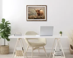 Bönninghoff Bild mit Rahmen »Wandbild gerahmt HOCHLANDRIND 40x50 cm – Tiermotiv Natur Landhaus Deko« Gräser | Hochlandrind | Landschaft | Natur | Tiere 1 Stk. tlg. mit dekorativem Rahmen