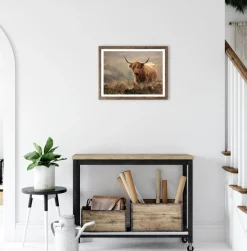 Bönninghoff Bild mit Rahmen »Wandbild gerahmt HOCHLANDRIND 40x50 cm – Tiermotiv Natur Landhaus Deko« Gräser | Hochlandrind | Landschaft | Natur | Tiere 1 Stk. tlg. mit dekorativem Rahmen