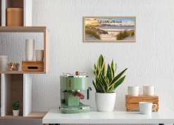 Bönninghoff Bild mit Rahmen »Wandbild gerahmt STRAND MIT SPRUCH 23x49 cm – Natur Wanddeko modern« Sonnenaufgang & -untergang | Sonnenuntergang | Sprüche | Sprüche & Texte | Strand | Strandbilder 1 Stk. tlg. mit dekorativem Rahmen