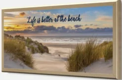Bönninghoff Bild mit Rahmen »Wandbild gerahmt STRAND MIT SPRUCH 23x49 cm – Natur Wanddeko modern« Sonnenaufgang & -untergang | Sonnenuntergang | Sprüche | Sprüche & Texte | Strand | Strandbilder 1 Stk. tlg. mit dekorativem Rahmen