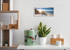 Bönninghoff Bild mit Rahmen »Wandbild gerahmt STRAND MIT SPRUCH ZEIT 23x49 cm – Natur Wanddeko« Bilder vom Sonnenuntergang & -aufgang | Sprüche | Sprüche & Texte | Strand 1 Stk. tlg. mit dekorativem Rahmen