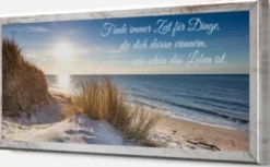 Bönninghoff Bild mit Rahmen »Wandbild gerahmt STRAND MIT SPRUCH ZEIT 23x49 cm – Natur Wanddeko« Bilder vom Sonnenuntergang & -aufgang | Sprüche | Sprüche & Texte | Strand 1 Stk. tlg. mit dekorativem Rahmen