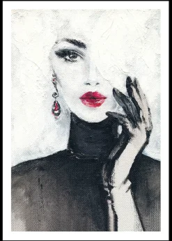 Bönninghoff Bild mit Rahmen »Wandbild gerahmt FRAU MIT ROTEN LIPPEN 50x70 cm – Stilvolles« Fashion | Frau 1 Stk. tlg. mit dekorativem Rahmen