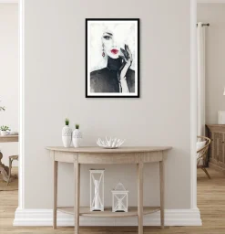 Bönninghoff Bild mit Rahmen »Wandbild gerahmt FRAU MIT ROTEN LIPPEN 50x70 cm – Stilvolles« Fashion | Frau 1 Stk. tlg. mit dekorativem Rahmen