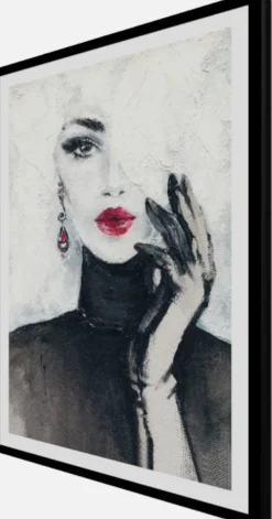Bönninghoff Bild mit Rahmen »Wandbild gerahmt FRAU MIT ROTEN LIPPEN 50x70 cm – Stilvolles« Fashion | Frau 1 Stk. tlg. mit dekorativem Rahmen