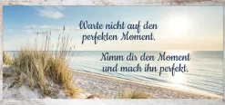 Bönninghoff Bild mit Rahmen »Wandbild gerahmt STRAND MIT SPRUCH MOMENT 23x49 cm – Natur Wanddeko« Bilder vom Sonnenuntergang & -aufgang | Sprüche | Sprüche & Texte | Strand 1 Stk. tlg. mit dekorativem Rahmen
