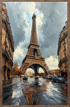 Bönninghoff Bild mit Rahmen »Wandbild gerahmt EIFFELTURM GEMÄLDE 50x70 cm – Paris Skyline im« Europa | Frankreich | Gebäude | Landschaft | Paris | Stadt 1 Stk. tlg. mit dekorativem Rahmen