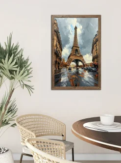 Bönninghoff Bild mit Rahmen »Wandbild gerahmt EIFFELTURM GEMÄLDE 50x70 cm – Paris Skyline im« Europa | Frankreich | Gebäude | Landschaft | Paris | Stadt 1 Stk. tlg. mit dekorativem Rahmen