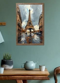Bönninghoff Bild mit Rahmen »Wandbild gerahmt EIFFELTURM GEMÄLDE 50x70 cm – Paris Skyline im« Europa | Frankreich | Gebäude | Landschaft | Paris | Stadt 1 Stk. tlg. mit dekorativem Rahmen