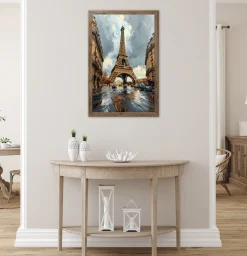 Bönninghoff Bild mit Rahmen »Wandbild gerahmt EIFFELTURM GEMÄLDE 50x70 cm – Paris Skyline im« Europa | Frankreich | Gebäude | Landschaft | Paris | Stadt 1 Stk. tlg. mit dekorativem Rahmen