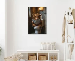 Bönninghoff Leinwandbild »Wandbild HIGHLAND NEWS 60x90 cm – Leinwandbild Keilrahmen Deko modern« Hochlandrind | Humor | Kuh | Kuhbilder | Kühe | Tiere 1 Stk. tlg. auf Keilrahmen gespannt