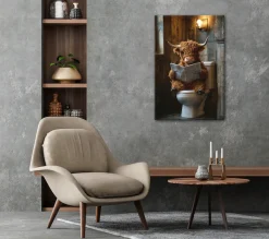 Bönninghoff Leinwandbild »Wandbild HIGHLAND NEWS 60x90 cm – Leinwandbild Keilrahmen Deko modern« Hochlandrind | Humor | Kuh | Kuhbilder | Kühe | Tiere 1 Stk. tlg. auf Keilrahmen gespannt