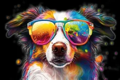 Bönninghoff Leinwandbild »Wandbild BUNTER HUND 60x90 cm – Leinwandbild Keilrahmen Deko modern« Humor | Hunde | Hundebilder | Pop Art | Tiere 1 Stk. tlg. auf Keilrahmen gespannt