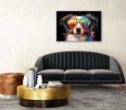 Bönninghoff Leinwandbild »Wandbild BUNTER HUND 60x90 cm – Leinwandbild Keilrahmen Deko modern« Humor | Hunde | Hundebilder | Pop Art | Tiere 1 Stk. tlg. auf Keilrahmen gespannt