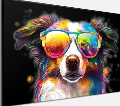 Bönninghoff Leinwandbild »Wandbild BUNTER HUND 60x90 cm – Leinwandbild Keilrahmen Deko modern« Humor | Hunde | Hundebilder | Pop Art | Tiere 1 Stk. tlg. auf Keilrahmen gespannt